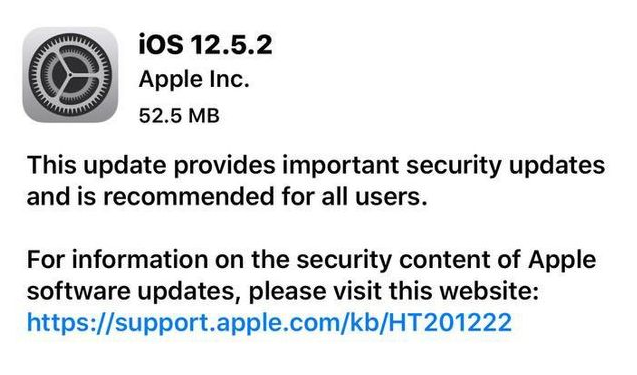 定边苹果手机维修分享iOS12.5.2发布，建议所有老苹果用户安装 